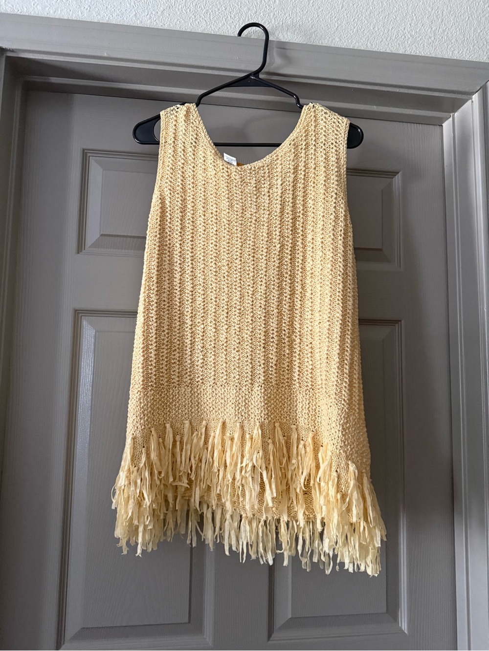 Ruby Rd. Cream Crochet Fringe Tank Top